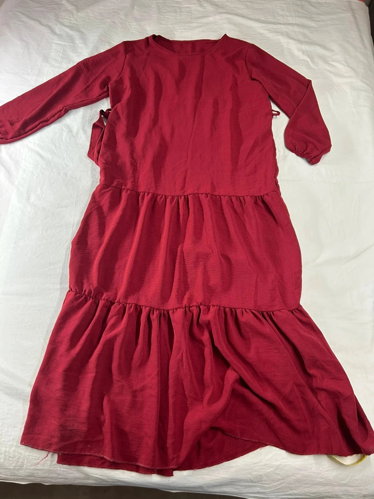 Robe longue rouge style rétro bohème